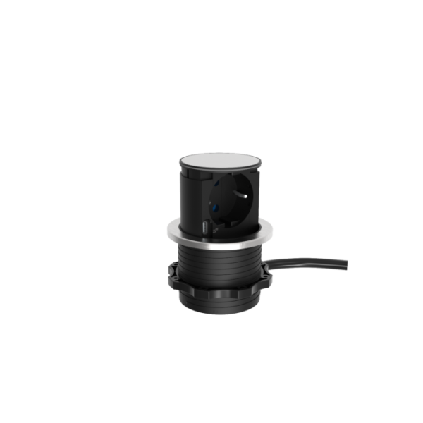 PICCOLINO-UNO versenkbare Steckdose Edelstahl mit USB-C 22 W