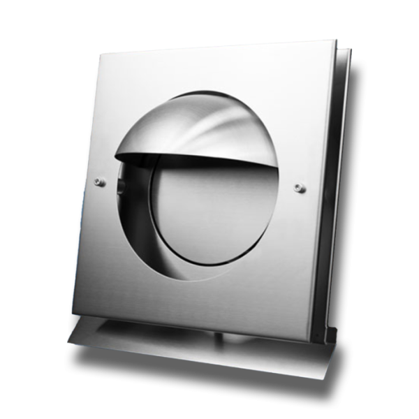 Lüftungshaube Edelstahl halbrund Ø 150 mm mit Rückstauklappe