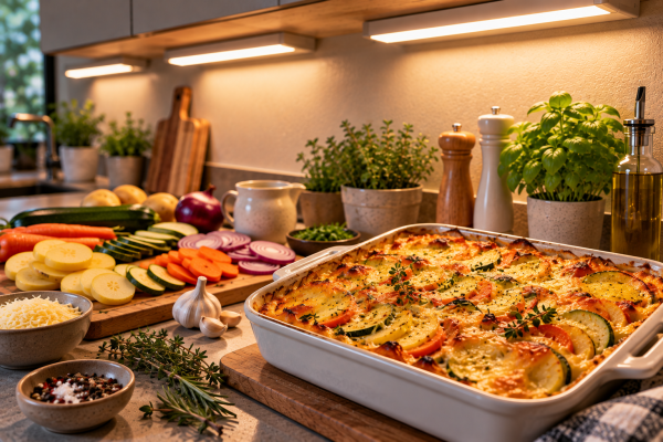 Goldbrauner-Gemusegratin-in-gemutlicher-Kuche