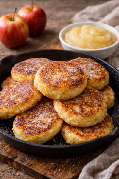 Quarkkeulchen-mit-Apfelmus