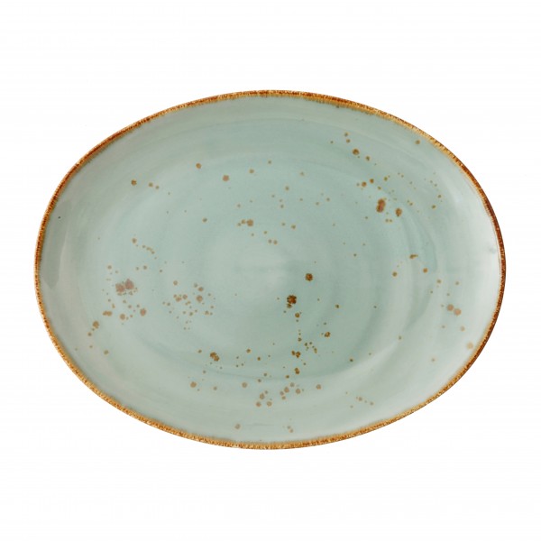 TC Erthe Celadon Flat Oval Platter 15.25x11.75" (38.5x29.5cm