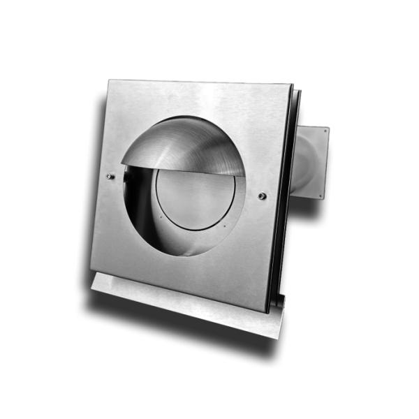 Teleskop-Mauerkasten Ø 150 mm mit halbrunder Edelstahlhaube