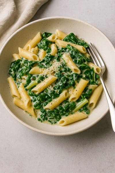 Cremige-Mangold-Pasta-mit-Knoblauch-Parmesan