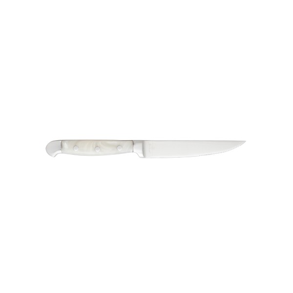 SS Pearl Grey Acrylic Handle Steak Knife, Serrated 9.1"