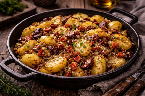 Hunsrucker-Kartoffelpfanne-mit-Zwiebeln-Speck