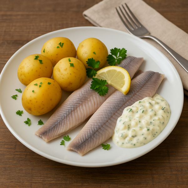 Pellkartoffeln-mit-Matjes-und-Hausfrauensauce