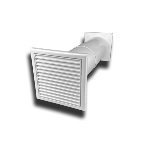 Teleskop-Mauerkasten Ø 125 mm mit Kunststoffgitter & Rückstauklappe