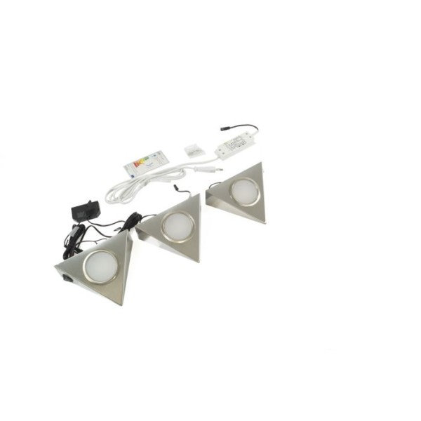 PIRA LED Unterbauleuchte 3er Set Edelstahl