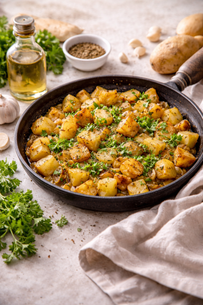 Deftige-Kartoffelpfanne-mit-Kummel-und-Krautern