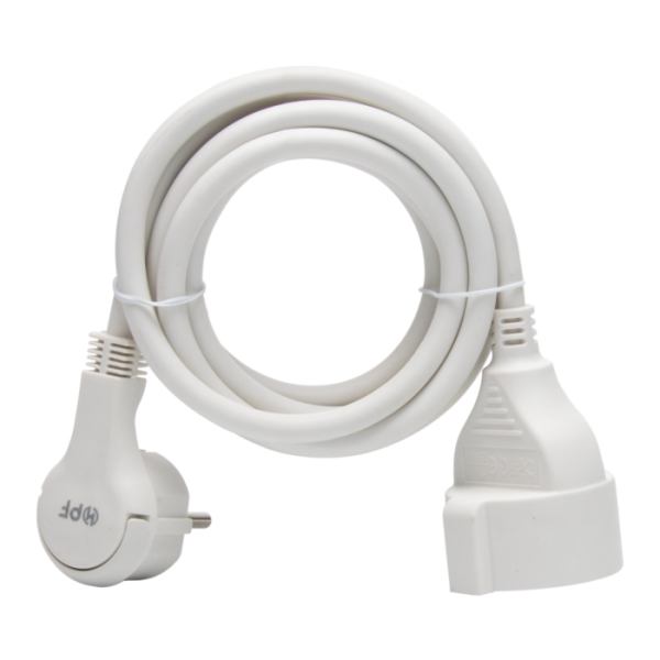 Flachstecker weiß, Anschlusskabel 1,5m Kabel mit Kupplung