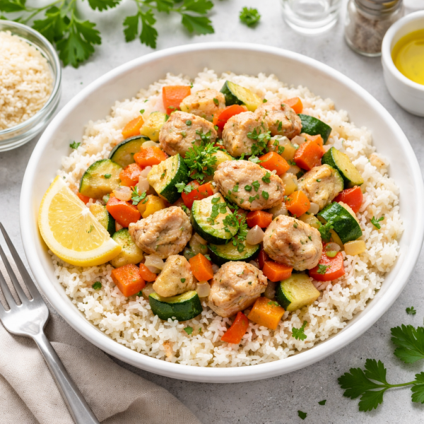 Hahnchen-Reis-Gemuse