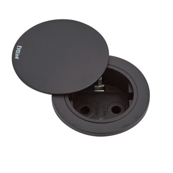 EVOline ONE Steckdose schwarz-Deckel schwarz für Plattenstärke 9 - 25 mm