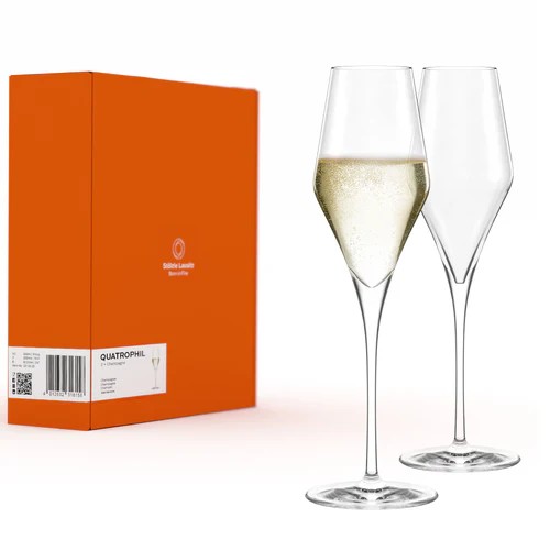 Quatrophil Champagnerglas 2er Set aus Kristallglas