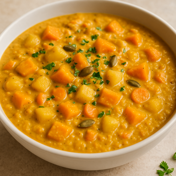 Herzhafter-Kurbiseintopf-mit-Kartoffeln-Gemuse