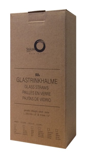 Stölzle Glasstrohhalme Strohhalm Glas Glastrinkhalme-gerade Form, 150 mm; 6“ inch, 50er Set Farbe kl