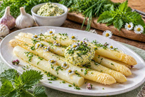weisser-spargel-wildkraeuterbutter-giersch-schnittlauch-gaensebluemchen-jpg