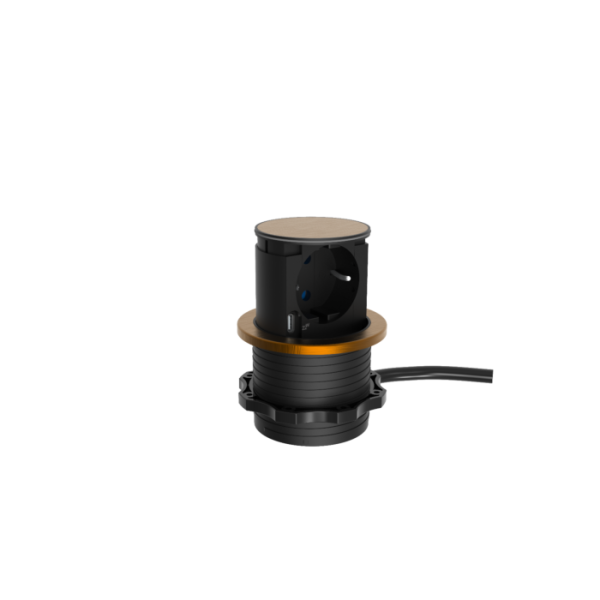 PICCOLINO UNO versenkbare Einbausteckdose Kupfer – 1x Steckdose, USB-C 20W, IP44