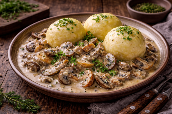 Thuringer-Kartoffelklosse-mit-Rahmpilzen-Petersilie