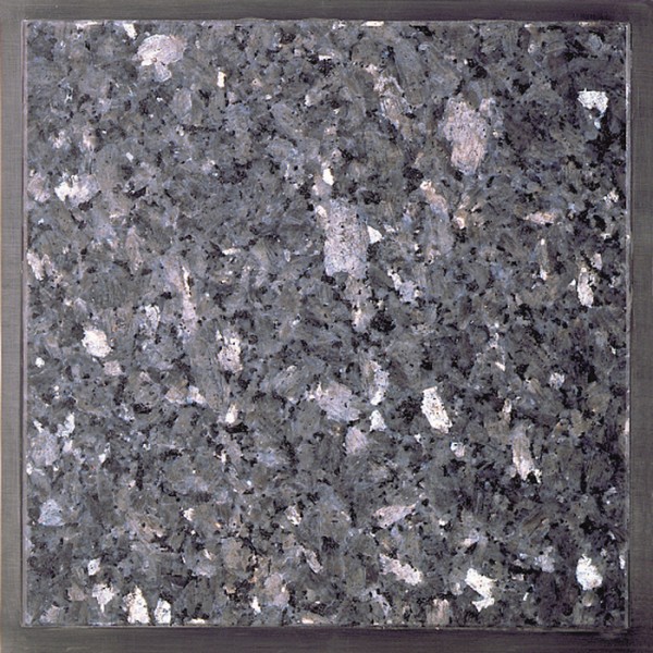 Granitfeld mit Edelstahlrahmen 250x250mm. Labrador Blue Pearl