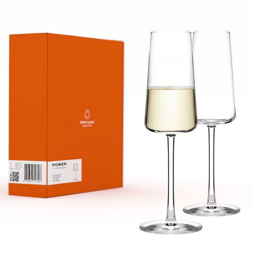 Power Champagnerglas 2er Set aus Kristallglas