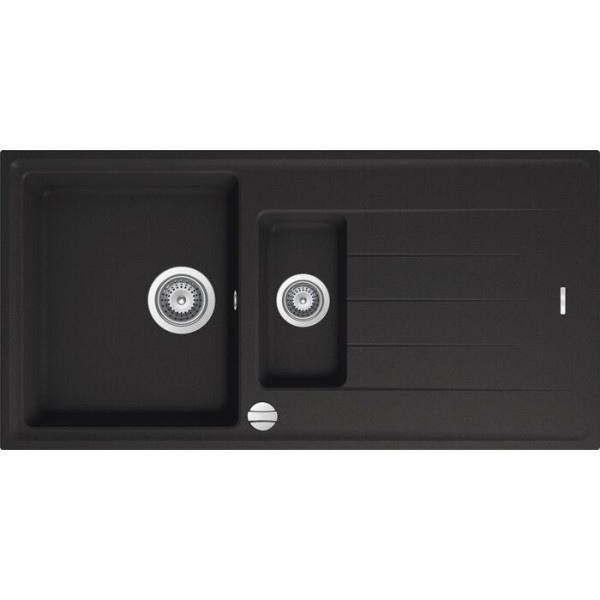 Einbauspüle S 1000, schwarz mit Ablage ab 60er Unterschr m. Excenter