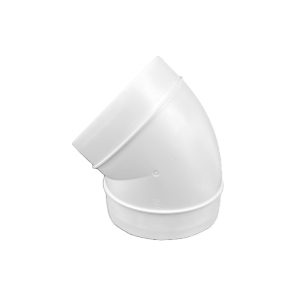 Rundbogen 45° Ø 125 mm Kunststoff weiß – Abluftbogen Lüftung