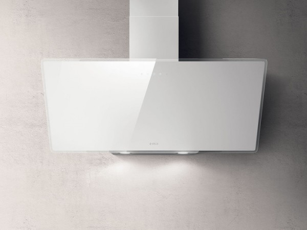 Kopffreihaube 90 cm breit, Weises Glas incl. Aluminiumfilter