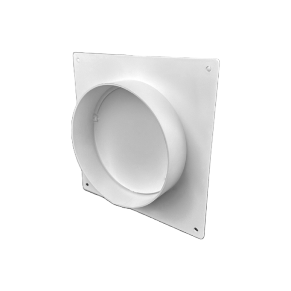 Wandanschluss Ø 125 mm mit Rückstauklappe weiß