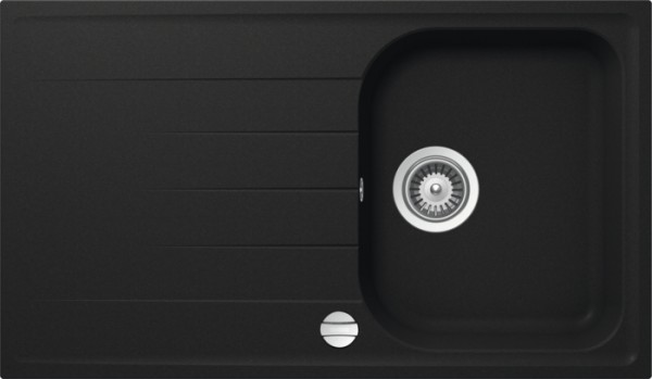 Granitspüle S 860, black mit Excentergarnitur und Siebkorbventil