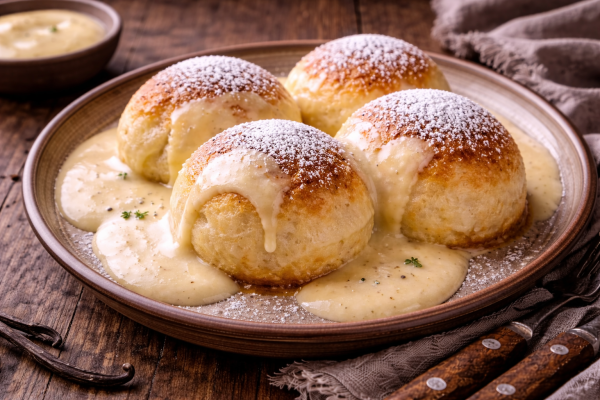 Bayerische-Dampfnudeln-mit-Vanillesauce