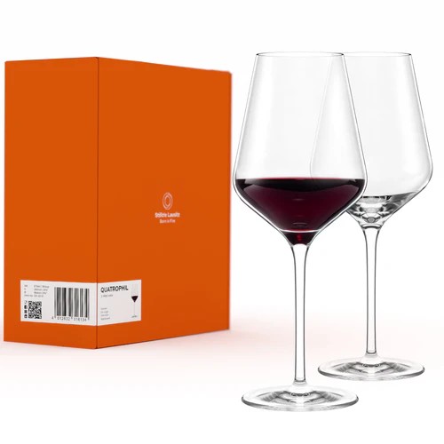 Quatrophil Rotweinglas 2er Set aus Kristallglas