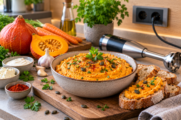 Cremiger-Kurbisaufstrich-mit-frischem-Brot