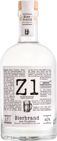 Z1 Bierbrand aus Zoigl 40%vol. 0,7 L ( Karton mit 6 Flaschen)