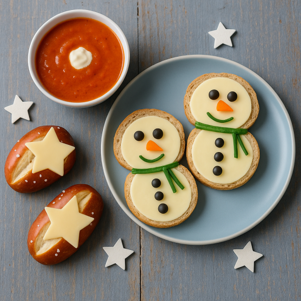 Winterliche-Schneemann-Stullen-Sternen-Snacks