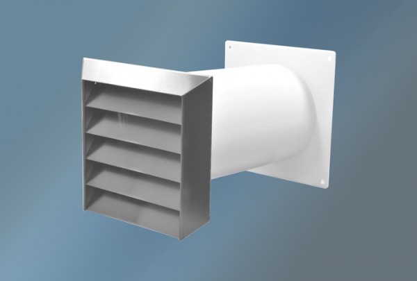 Mauerkasten mit Edelstahlgitter, Flachanschluss, Durchmesser 125 mm