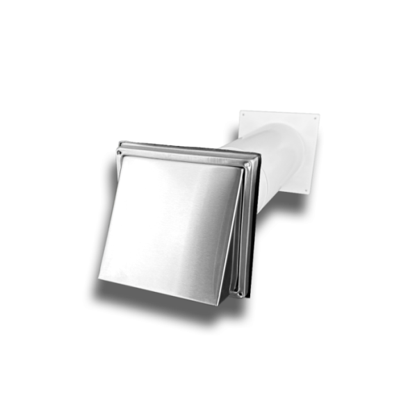 Teleskop-Mauerkasten Ø 125 mm mit Edelstahlhaube & Rückstauklappe