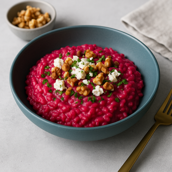 Rote-Bete-Risotto-mit-Ziegenkase-Walnussen