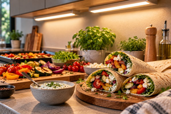Mediterrane-Wraps-mit-Ofengemuse-in-gemutlicher-Kuche-1