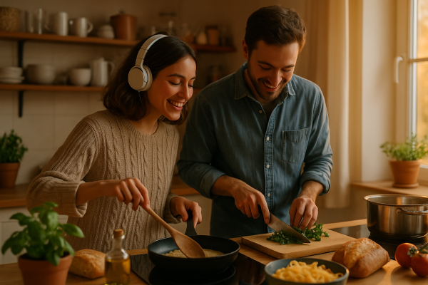 Kochen-und-Musikhoren