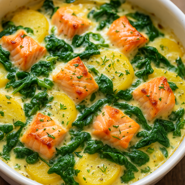 Lachs-Spinat-Kartoffel-Auflauf
