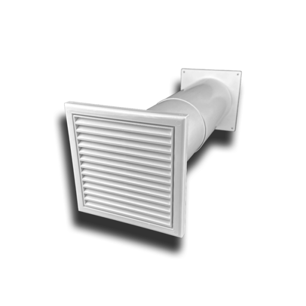 Teleskop-Mauerkasten Ø 150 mm mit Kunststoffgitter & Rückstauklappe