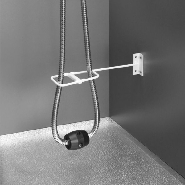 Schlauchbrausenabweiser Weiß 70×255×60 mm – Metallbügel zur Schlauchführung im Spülenunterschrank