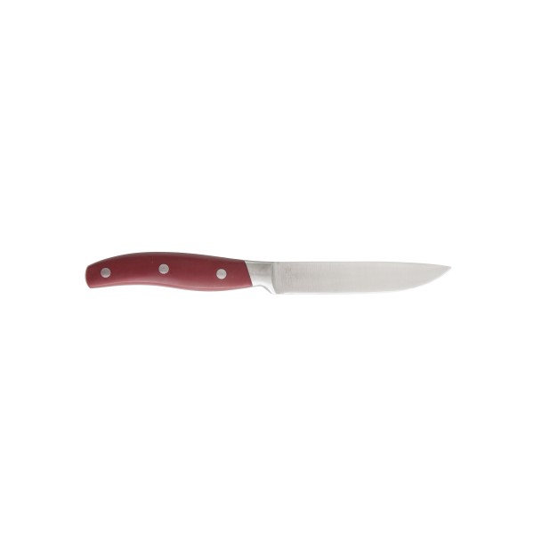 SS Non-Serrated Matte Red Acrylic Handle Steak Knife 8.5"