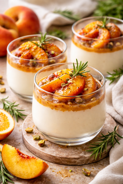 Vanille-Panna-Cotta-mit-Rosmarin-und-karamellisierten-Pfirsichen