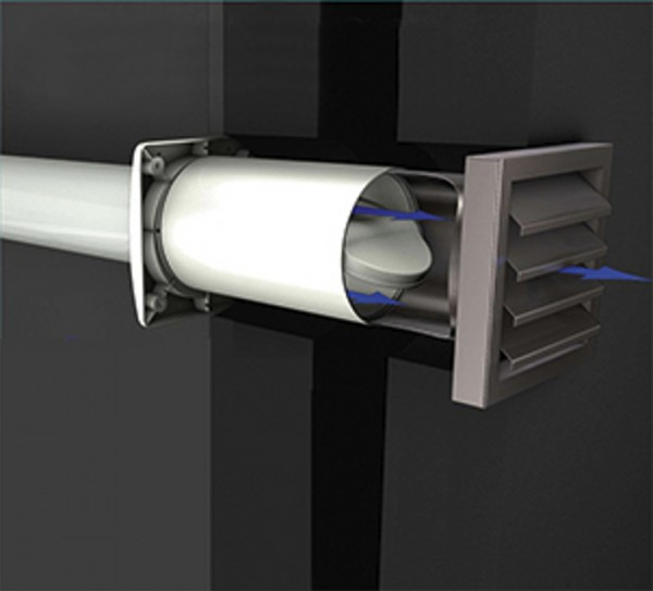 Aeroboy Energiesparmauerkasten Durchmesser 150 mm, Außengitter Edelstahl